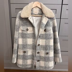 Sezane Eddy Coat Carreaux Gris Clair Écru - Size 36